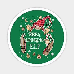 Funny Beer Drinking Elf Christmas Costume Magnet